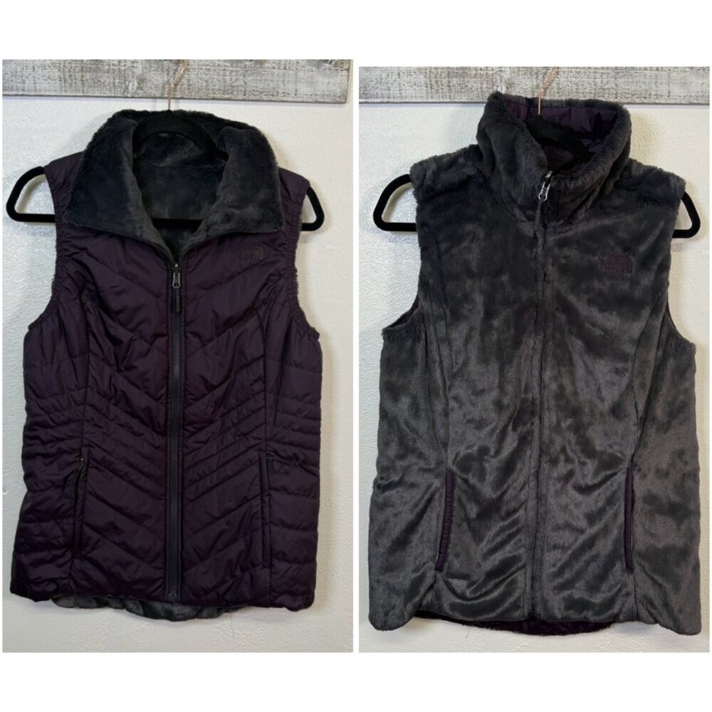 The North Face Mossbud Reversible Faux Fur Lined Vest Medium Purple Athleisure